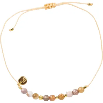 Náramek ANNA PERLY Provázkový náramek shamballa s měsíčním kamenem a pozlaceným přívěskem