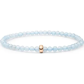 Náramek ANNA PERLY Elegantní náramek z vyboušeného akvamarínu s růžově pozlaceným kroužkem