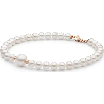Náramek ANNA PERLY Luxusní náramek z bílých sladkovodních perel s růžovým zlatem