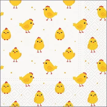 Papírový ubrousek Ubrousek na decoupage Kuře jaro/Velikonoce 33x33 cm - 3 vrstvy - 1 ks