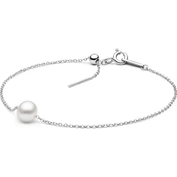 Náramek ANNA PERLY Jemný dámský řetízkový náramek s bílou sladkovodní perlou