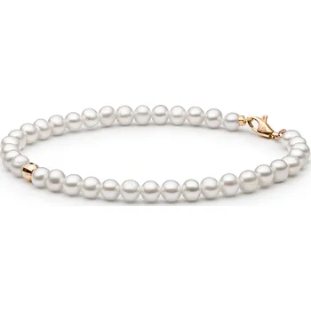 Náramek ANNA PERLY Elegantní náramek z bílých perel s korálkem z růžového zlata