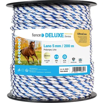 Ohradník VNT electronics s.r.o. Lano pro elektrický ohradník, průměr 5 mm, modro-bílé, 200 m, 0,16 Ω/m