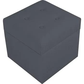 Taburet Valletta – taburet s úložným prostorem, 37 × 37 cm, čalouněný, antracitový Soro 86