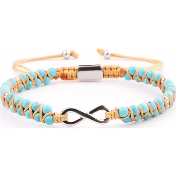 Náramek ANNA PERLY Pletený trendy náramek zmodrého tyrkysu s přívěskem nekonečna.