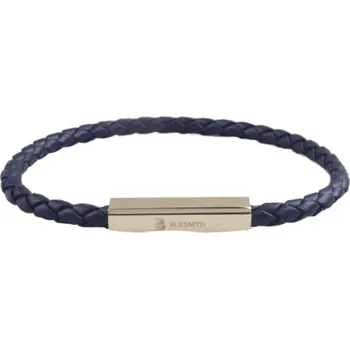 Náramek ANNA PERLY Pánský černý kožený pletený náramek s dekorativním hranolem z oceli