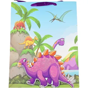 Dárková taška VELKÁ DÁRKOVÁ TAŠKA PRO DĚTI DINOSAURUS TAŠKA 31x40CM RŮZNÉ BARVY