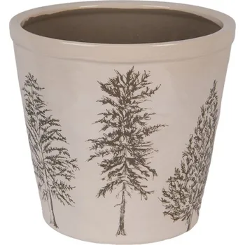 Obal na květináč Keramický květináč se vzorem jehličnatých stromů Natural Pine Trees XL – 21x20 cm