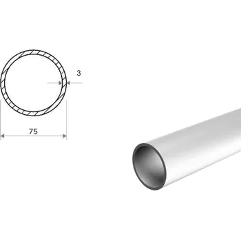 Stavební materiál Hliníková trubka 75x3 (EN 6060)