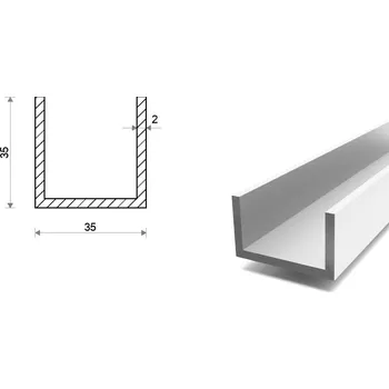 Stavební profil Hliníkový U profil 35x35x35x2 6000 mm