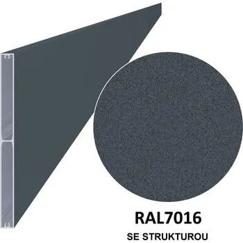 Plot hliníkový profil na plotovou výplň, ANTRACIT se strukturou - hliníková výplň 200 x 16 x 1,5 mm, délka 6 m, materiál EN AW-6060 T66 - hliník s povrchovou úpravou antracit - práškově lakováno, cena za kus