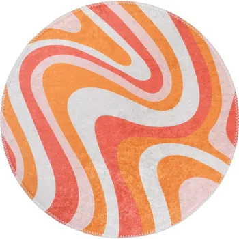 Koberec Oranžový pratelný kulatý koberec ø 120 cm Colors of Joy – Vitaus ID_1779580