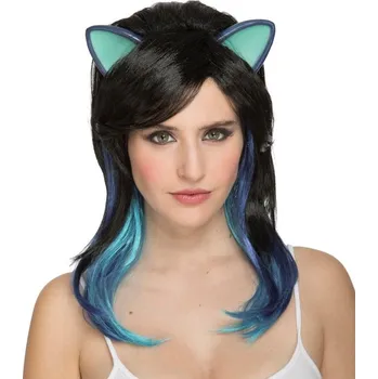 Karnevalová paruka Paruka s oušky černá VI04634x