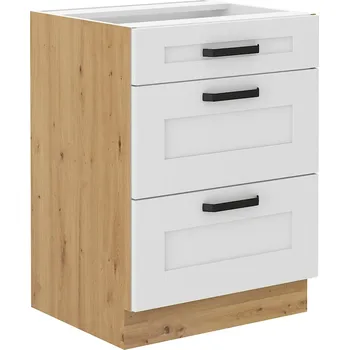 Kuchyňská skříňka Stolarz Lempert Dolní kuchyňská skřínka Luna 60 D 3S BB PREMIUM BOX Barva korpusu skříněk: Dub artisan, Zvolte barvu dvířek: WH