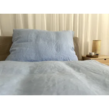 Povlečení Lněné povlečení v barvě SVĚTLE MODRÁ - 140x220 + 70x90 cm (prodloužené)