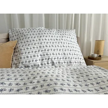 Povlečení Bavlněné povlečení modrotisk drobná kvítka v pruzích - 140x220 + 70x90 cm (prodloužené)
