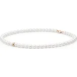 ANNA PERLY Elegantní perlový náhrdelník s růžově pozlaceným korálkem