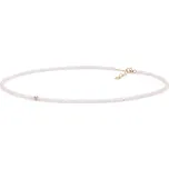 ANNA PERLY Luxusní náhrdelník z růženínu s růžově pozlacenou stříbrnou kuličkou