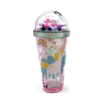 Jednorázové nádobí Kelímek - brčko - víčko - ozdoby - Kouzelný jednorožec