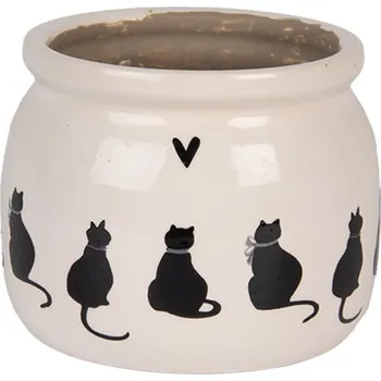 Obal na květináč Keramický květináč s kočičkami a srdíčkem S – 12x10 cm