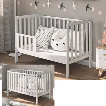 Postýlka LuLu 120x60 s boční zábranou a funkcí postýlky - borovicová, bezpečná, s ochrannými lištami proti okusování Druh matrace: kokos pohanka matrace 60x120x11cm + 1190kć