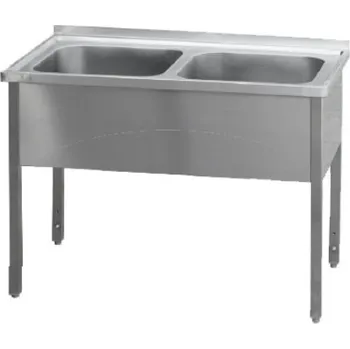 Nerezový dřez PMN - Výroba nerezového zařízení s.r.o. Nerezový dvoudřez lisovaný 1000 x 700 x 900 mm (dřez 2x 400 x 500 x 250 mm) + ZDARMA sifon dvoudřezový