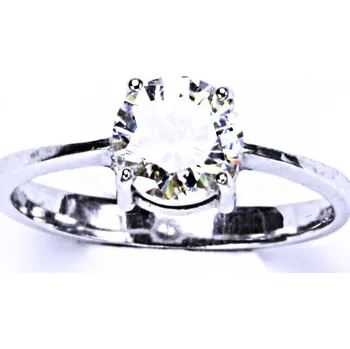 Prsten Zlatý prsten, zirkon čirý 7 mm, bílé i žluté zlato - T 1252