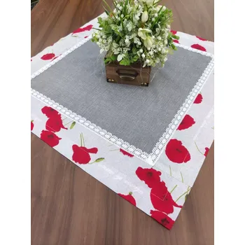 ubrus Ubrus - vlčí máky s šedou 68 x 68 cm