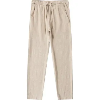 Lněné volné kalhoty – rovný střih, prodyšný materiál Velikost: 5XL, Barva (Varianta): Hemp natural color