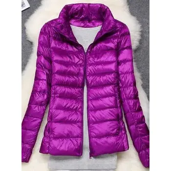 Dámská bunda Dámská zimní bunda s prošíváním – ultralehká, péřová, do -10°C Barva: Fialová, Velikost: 3XL