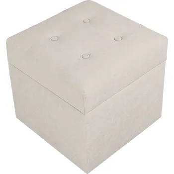 Taburet Valletta – taburet s úložným prostorem, 37 × 37 cm, čalouněný, béžový Soro 13