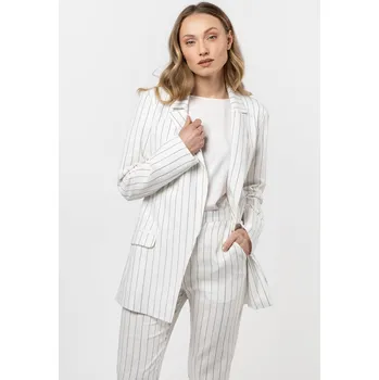 Dámské sako Lněné sako s jemnými proužky A728 Barva: Smetanová, Velikost: XL