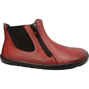 Dámská fitness obuv Dámská kotníčková barefoot obuv na zip DELOS červená s filcovou podšívkou 40