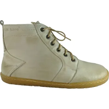 Dámská fitness obuv Dámská zimní kotníčková barefoot obuv na šněrování i zip DEVON krémová s vlněnou podšívkou 41