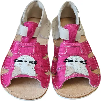 Dívčí sandály Dívčí kožené barefoot sandálky Miami s kočičkou 26