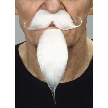 Karnevalový kostým Zakroucený knír a dlouhá bradka bílý VI02858x