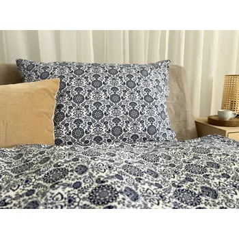 Povlečení Bavlněné povlečení modrotisk kytičky s ptáčky - 140x200 + 50x70 cm