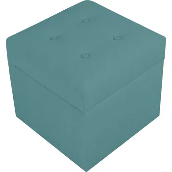 Taburet Valletta – taburet s úložným prostorem, 37 × 37 cm, čalouněný, tyrkysový Soro 86