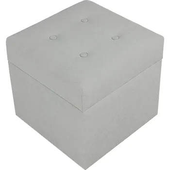 Taburet Valletta – taburet s úložným prostorem, 37 × 37 cm, čalouněný, šedý Soro 90