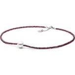 ANNA PERLY Jedinečný náhrdelník z granátu a sladkovodní perly