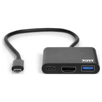Notebook PORT CONNECT USB-C HUB, HDMI 1X 4K + USB-A + USB-C, černý (900140)