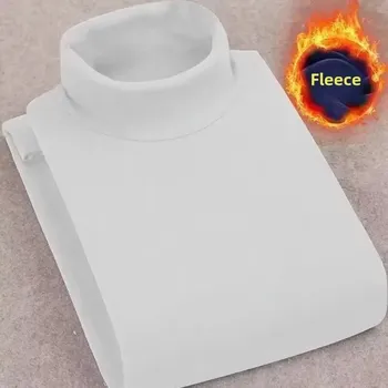 Pánský svetr Pánský fleecový rolák – zateplený na zimu s dlouhým rukávem Barva: Bílá, Velikost: 4XL