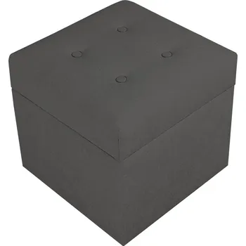 Taburet Valletta – taburet s úložným prostorem, 37 × 37 cm, čalouněný, tmavě hnědý Soro 96