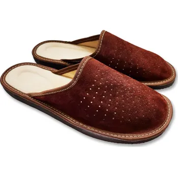 Oblečení a móda Ovčí Věci Pánské kožené pantofle s ortopedickou stélkou hnědá, Velikost EU 45