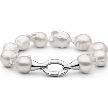 Náramek ANNA PERLY Luxusní náramek z bílých Kasumi perel s dekorativním zapínáním ze stříbra