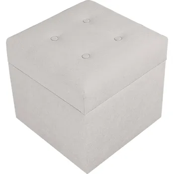 Taburet Valletta – taburet s úložným prostorem, 37 × 37 cm, čalouněný, tmavě béžový Soro 23