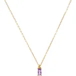 ANNA PERLY Jemný náhrdelník s fialovým zirkonem a pozlaceným stříbrem