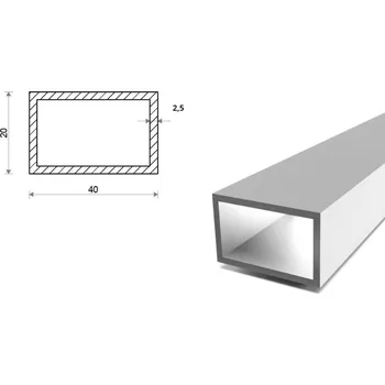 Stavební profil Hliníkový jekl 40x20x2,5 (EN 6060)