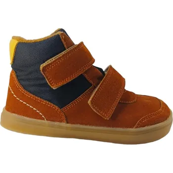 Dámská fitness obuv Dětské zateplené kotníkové barefoot boty PEAR hnědá, s filcovou podšívkou 28