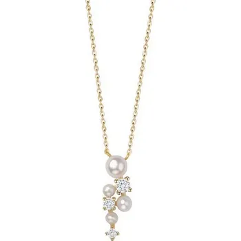 Náhrdelník ANNA PERLY Luxusní trendy náhrdelník z pozlaceného stříbra s perlami a zirkony
